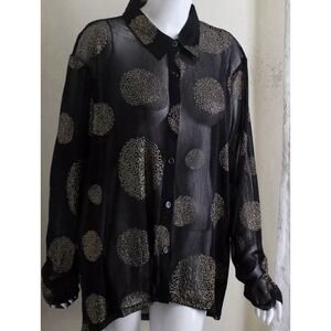 Berek Size XL Lagenlook Oversized‎ Mesh Big Gold Circles Tunic Lux Value $198